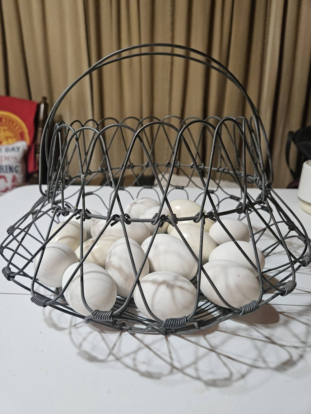 Collapsible Wire Egg Basket With 17 Fake Eggs